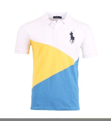 Ralph Lauren Polo Shirt Mens Multi Colour Block Logo Top Tee Yello Foto 1 de 3