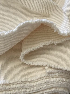 SCALAMANDRE CREAM HEAVYWEIGHT RIBBED WOVEN COTTON UPHOLSTERY DECOR FABRIC 6 YDS - Image 1 of 4