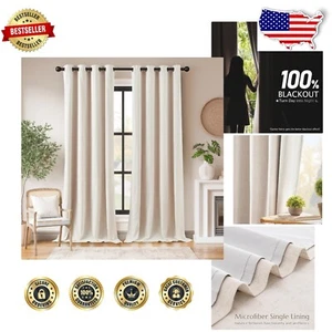 Stylish 50x108 Blackout Curtains - Room Darkening Linen Panels with Grommets - Picture 1 of 11