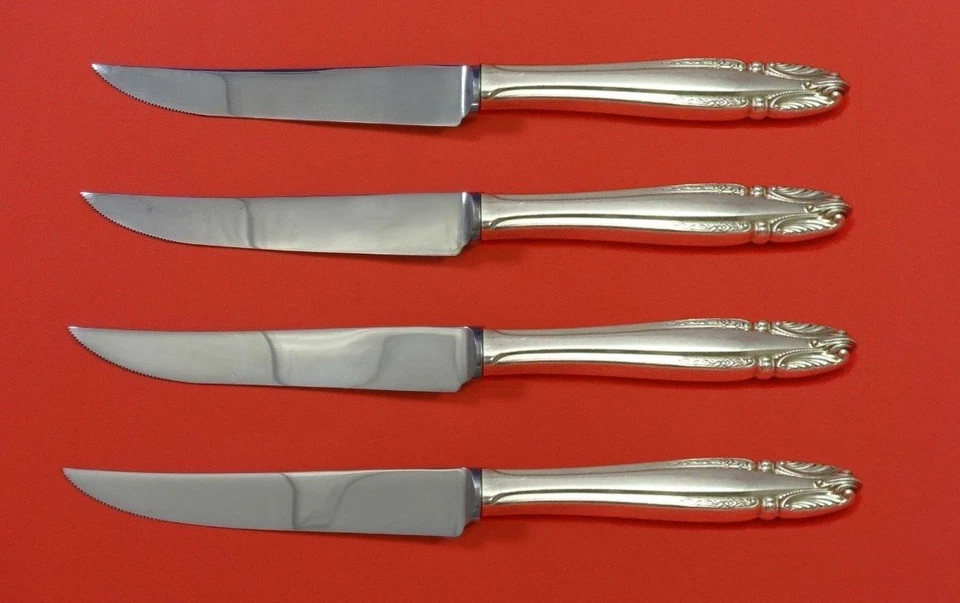 Juego de cuchillos para carne Stradivari de Wallace de plata esterlina 4 piezas HHWS personalizados 8 1/2" Foto 1 de 2