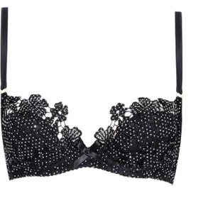 Agent Provocateur Soirée Ilona Black Swarovski Bra Rare 36B Floral Burlesque - Picture 1 of 7