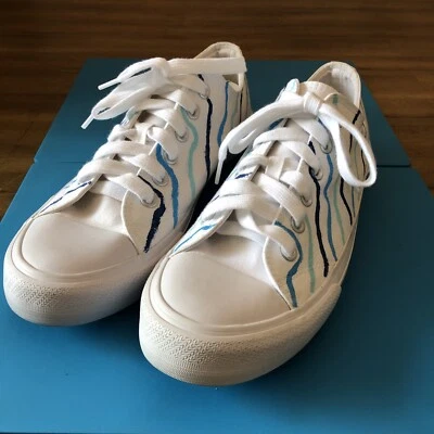 No Bo(无边界)运动鞋成人尺寸11-条纹帆布/闪光背面 — 第 1/4 张图片