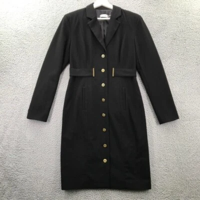 CALVIN KLEIN Womens Size 6 Black Long Sleeve Gold Button Up Coat Sheath Dress - Image 1 of 4