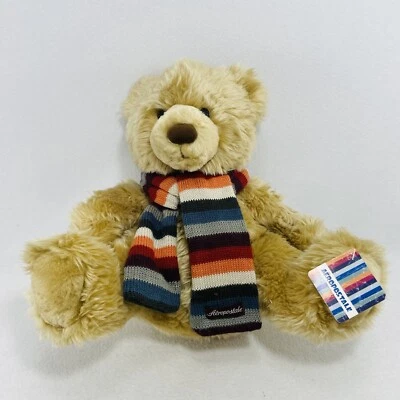 Aeropostale Oso Marrón Felpa 13” Invierno Colorido Bufanda Navidad Suave Juguete Logo Foto 1 de 4