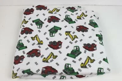 Flannel Fabric Construction Dump Trucks Cranes Baby Boy 46" x 30" L1 - Image 1 of 4