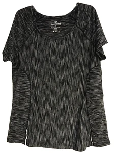 90 Degree by Reflex 2X Scoop Neck Short Sleeve Black & White T-Shirt Reflective - Picture 1 of 7