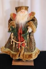Vtg Victorian Style Santa Claus Figurine 21” Tall Tapestry Faux Fur Trim