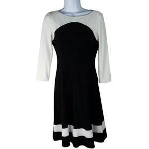American Living Women's Two-tone Boat Neck Fit & Flare Dress EUC sz 2 - Picture 1 of 7