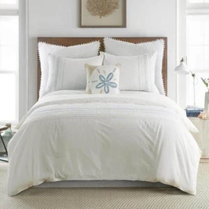 LEVTEX HOME Terrington 3 pezzi bianco e blu ricamato righe cotone King/Cal - Foto 1 di 6