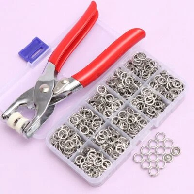 50/100Sets Metal Snaps Buttons with Fastener Pliers Press Tool Kit forDIY Crafts - Image 1 of 4