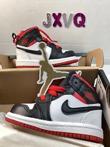 Nike Air Jordan 1 Mid TD White Gym Red Black Toddler Size 4C - Picture 1 of 9