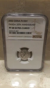 2002 China 1/10oz platinum panda coin PT100Y NGC PF68 - Picture 1 of 4