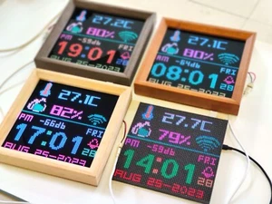 Digitaluhr NTP Wanduhr Wecker Temperatur und Luftfeuchtigkeit Color LED Display - Bild 1 von 10