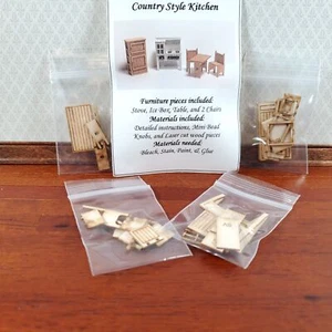 Dollhouse Quarter Scale Furniture KIT DIY Country Kitchen Set Bed Dresser 1:48 - Picture 1 of 4