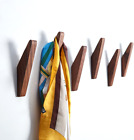 Duuo Wood Wall Hooks, 6 Pack Black Walnut Coat Hooks Minimalist Design Heavy Dut