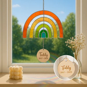 Vitral conmemorativo de mascotas, atrapasol arco iris, regalo conmemorativo de gato - Imagen 1 de 11