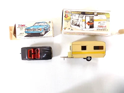 mercedes 350sl owners toy car kovap retro nib w107 with trailer metal & boxes - Image 1 of 4