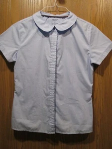 French Toast Girls Blue Modern Peter Pan Cotton School Blouse SZ 16  - Picture 1 of 5