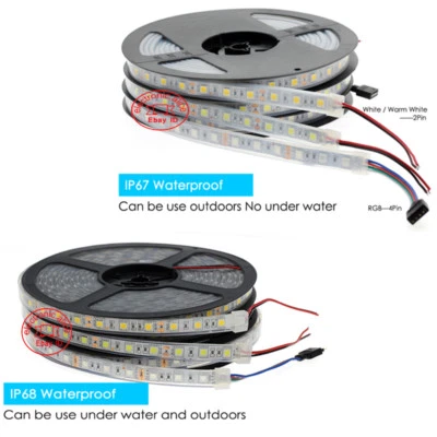 DC12V 5050 IP67/IP68 Under Waterproof LED Strip 300LEDs Silicon Tube Outdoors 5M - Image 1 of 4