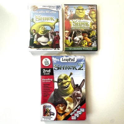 Shrek 2 LeapPad Interactive Book w/ Cartridge 2nd Grade + DVDs Shrek 1 + Shrek 5 - Image 1 of 4