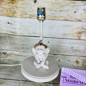 1991 Cast Art BABY CHERUB ANGEL White Pink Hand Crafted Figurine 10" Table Lamp - Picture 1 of 17