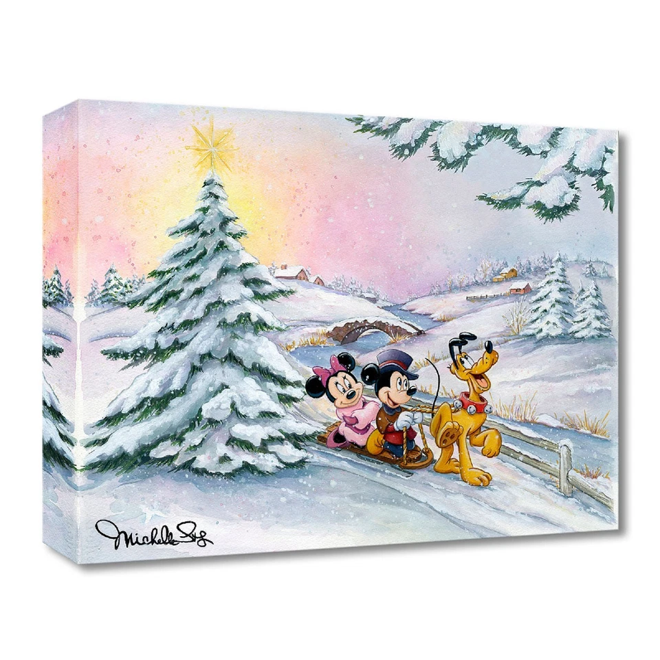 Winter Sleigh Ride 12Hx16W Disney Fine Art by Michelle St Laurent - Image 1 of 1