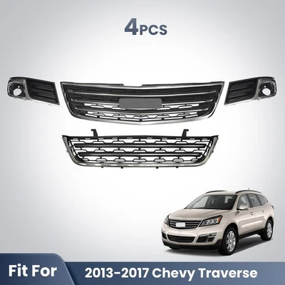 Upper and Lower Front Bumper Cover Assembly Grille For 2013-2017 Chevy Traverse Foto 1 de 4