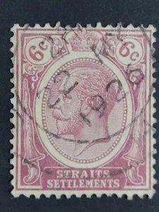 Straits Settlements 1921 1922-32 King George V Wmk MSCA 6c Scarlet - 1v Used #4 - Picture 1 of 2
