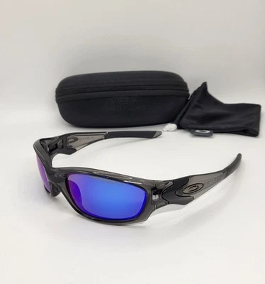 OAKLEY Custom STRAIGHT JACKET Grey Smoke Clear New Blue POLARIZED Socks Nosebomb - Image 1 of 4