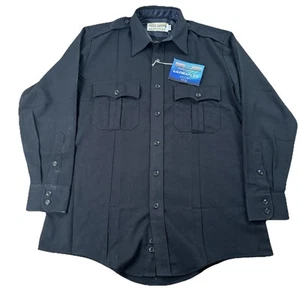 United Uniform Black Tactical Shirt Sz Large Long Sleeve Cotton Security Police - Picture 1 of 9