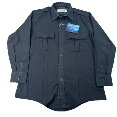 United Uniform Black Tactical Shirt Sz Large Long Sleeve Cotton Security Police - Image 1 of 4