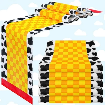 6 Pcs Cartoon Table Runner Cartoon Birthday Party Supplies Cow Pattern Printe... - Image 1 of 4