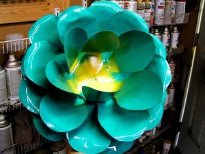 GIANT metal Blue Green rose flower for accents, embellishments, crafting, art - Picture 1 of 3