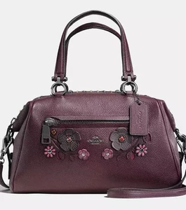 Coach 55518  Willow Floral Detail Primrose Satchel DK/Oxblood Multi Color Flower - Picture 1 of 7