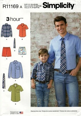 Simplicity R11169 Shirt, Boxer Shorts & Tie for Boys S-L & Men S-XL UNCUT 8180 - Image 1 of 4