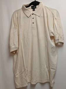 Goouch Herren X-LARGE Cremeweiß Kragen 100% Seide Kurzarm Shirt T-Shirt - Bild 1 von 8