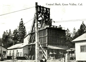 1915 Central Shaft Grass Valley Ca. B&W Print Postcard (A14) - Picture 1 of 3