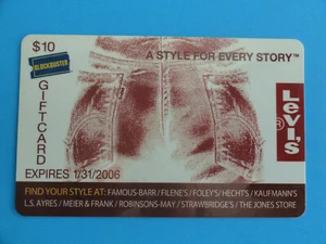LEVI'S BLOCKBUSTER VIDEO GIFT CARD 2006 ORIGINAL -NO VALUE ON CARD - Picture 1 of 3
