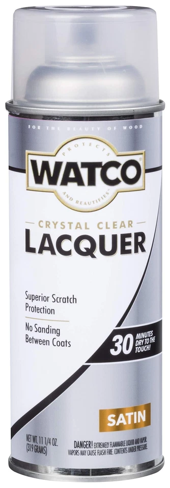 Watco Clear Satin Lacquer Wood Finish Spray 11.25 Oz Non Sanding Durable Finish - Image 1 of 1