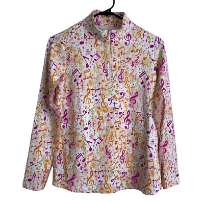 Ibkul Womens Long Sleeve Shirt Medium Pink 1/4 Zip Golf Hiking Hearts Mesh UPF - Image 1 of 4