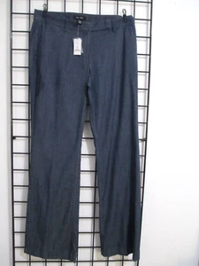 "NEW" WHITE HOUSE BLACK MARKET 🌸 SIZE 10R==DARK BLUE / FLARED PANTS - Picture 1 of 7