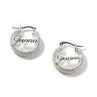 Custom Bamboo Hoops Personalized Name Earrings Stainless Steel Silver Plated