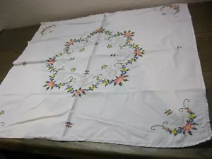 Alte Mitteldecke echt Vintage Handarbeit bunte Kreuzstichstickerei Lochstickerei - Bild 1 von 2