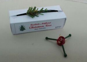 Dollhouse Miniature Artificial Christmas Tree in box & metal tree stand 1:12