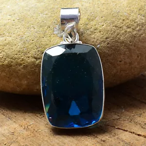 Blue Tourmaline Gemstone 925 Sterling Silver Handmade Pendant K-9 - Picture 1 of 5