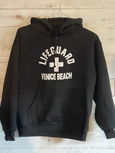 “Lifeguard Venice Beach” Vintage Black Pullover  Hoodie Made In USA SZ Small - Picture 1 of 3