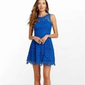 Lilly Pulitzer Foley Lace sleeveless Blue Dress women size small - Picture 1 of 8