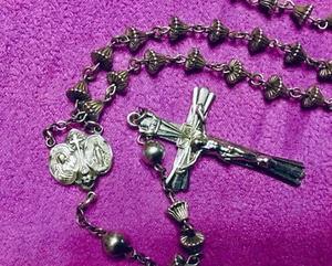 Antique Sterling Silver Wedding Bell Beads Rosary Crucifix - Picture 1 of 7