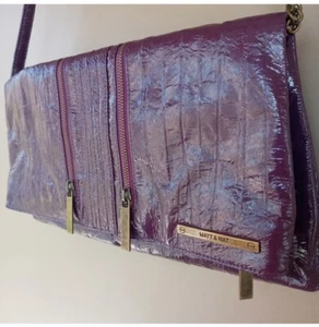 Matt & Nat Purple Fold Over Clutch Purse – Vegan Leather Handbag VG - Picture 1 of 5