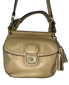 VTG Coach Purse Tan Leather Willis Legacy Turn Lock Handles Crossbody Bag -READ- - Picture 1 of 21